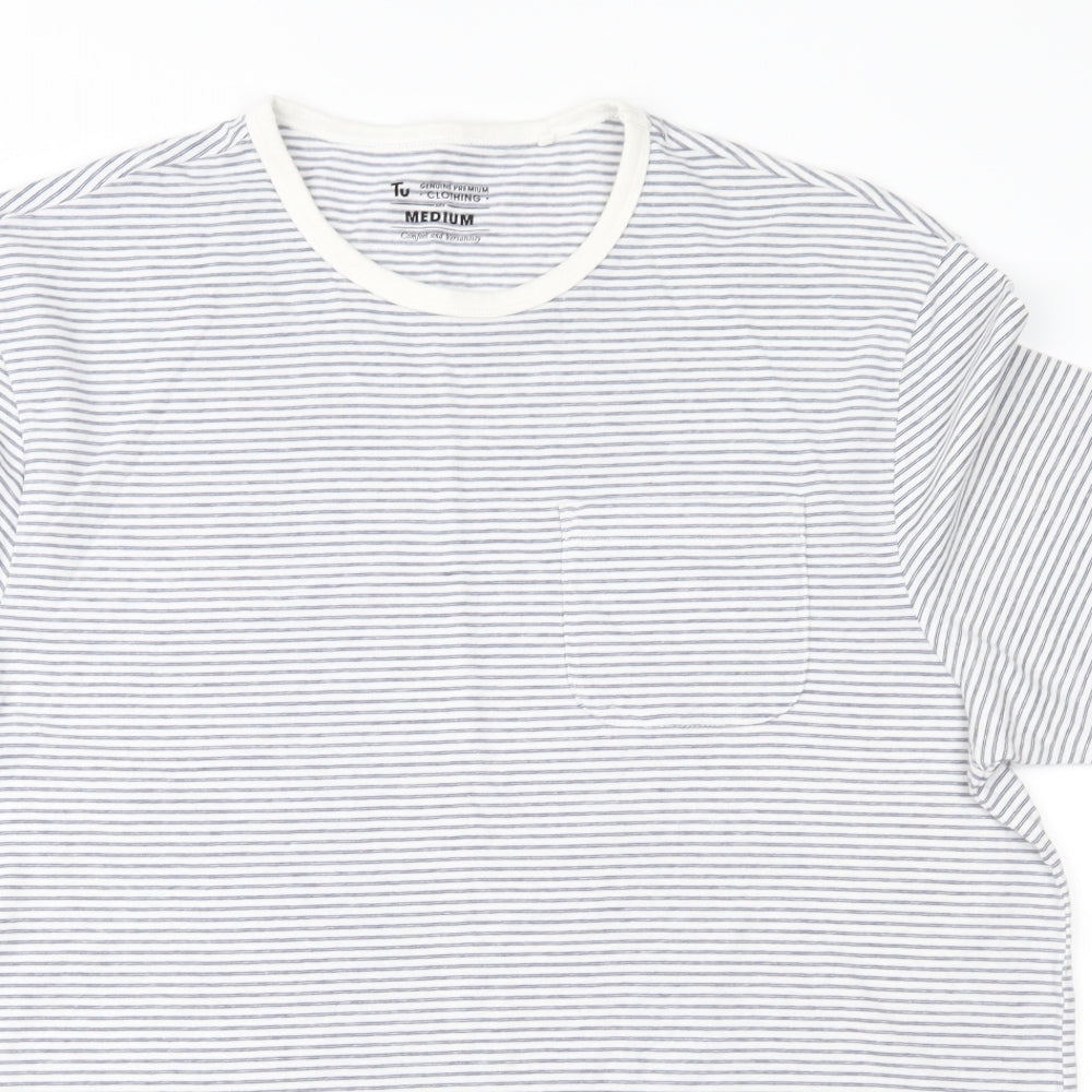 TU Mens Blue Striped Jersey  T-Shirt Size M