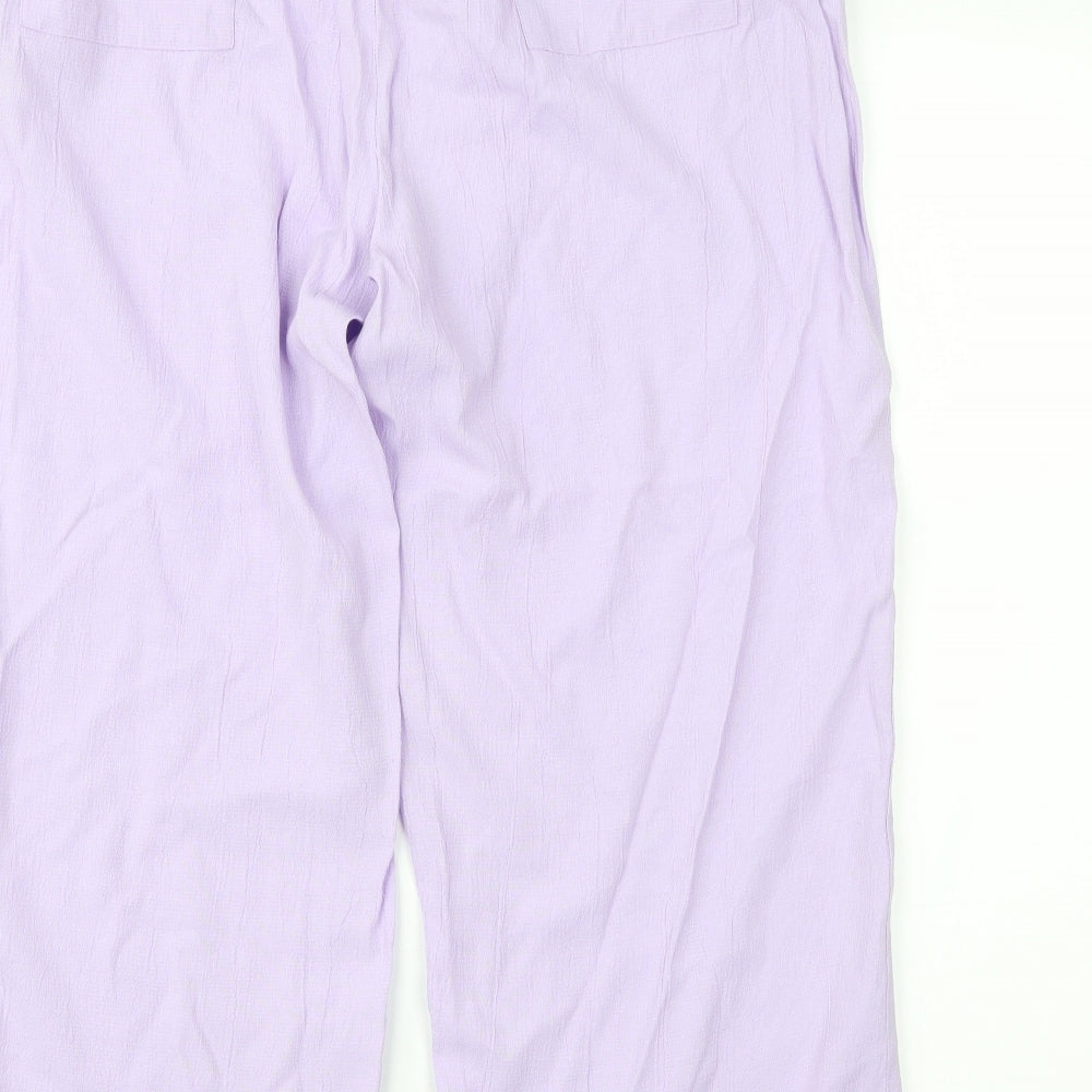Janique Womens Purple   Cropped Trousers Size L L23 in