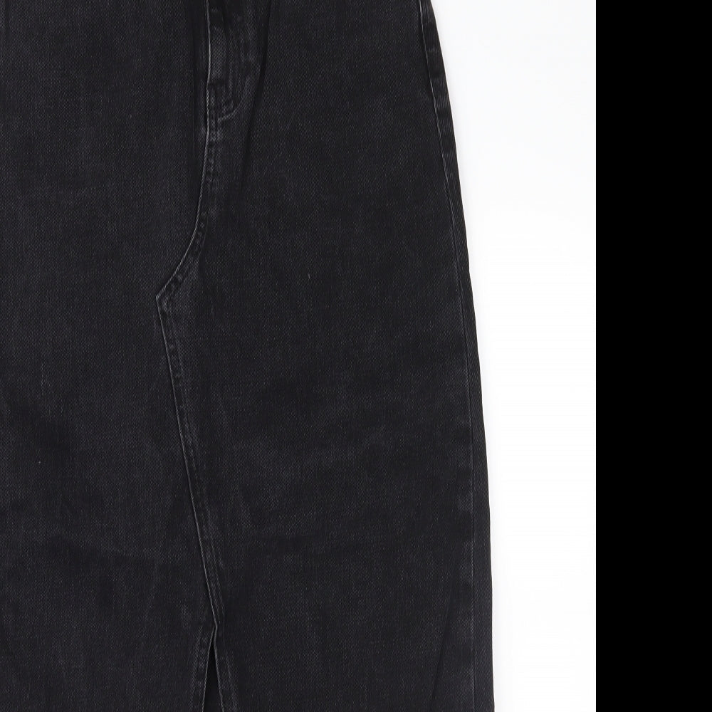 Topshop Womens Black  Denim A-Line Skirt Size 6