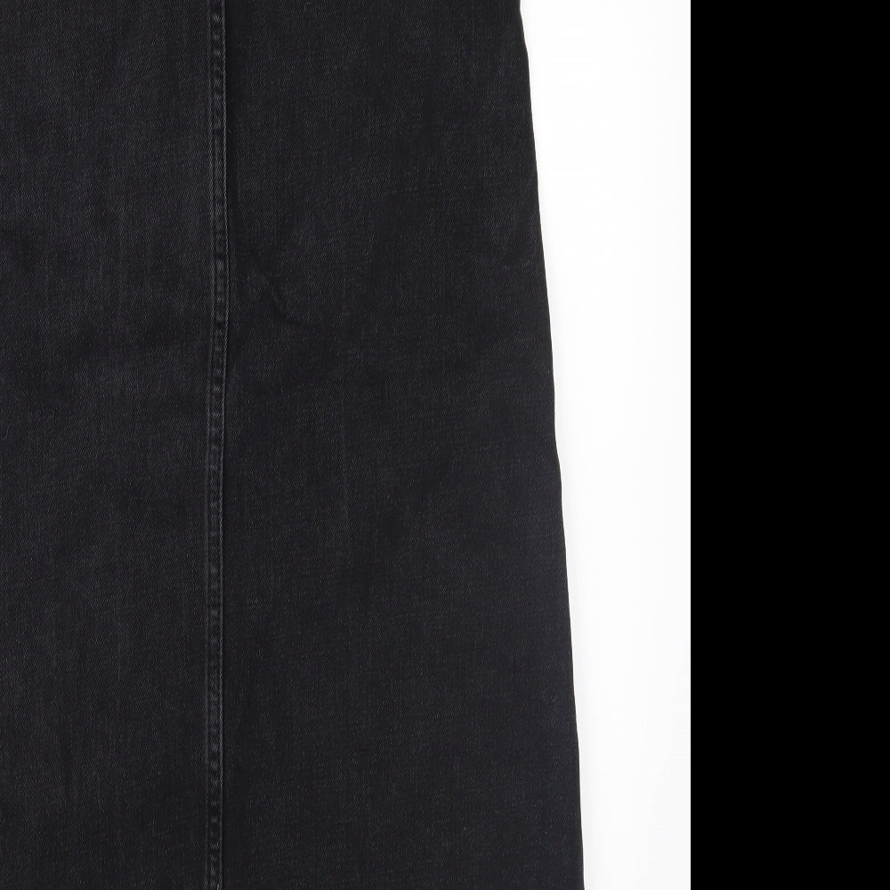 Topshop Womens Black  Denim A-Line Skirt Size 6