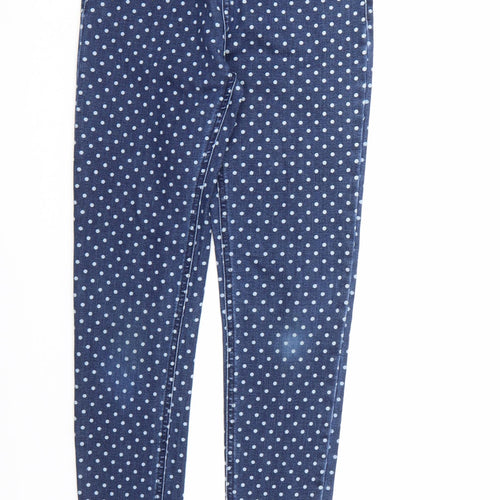 Stradivarius Womens Blue Polka Dot Denim Skinny Jeans Size 6 L26 in