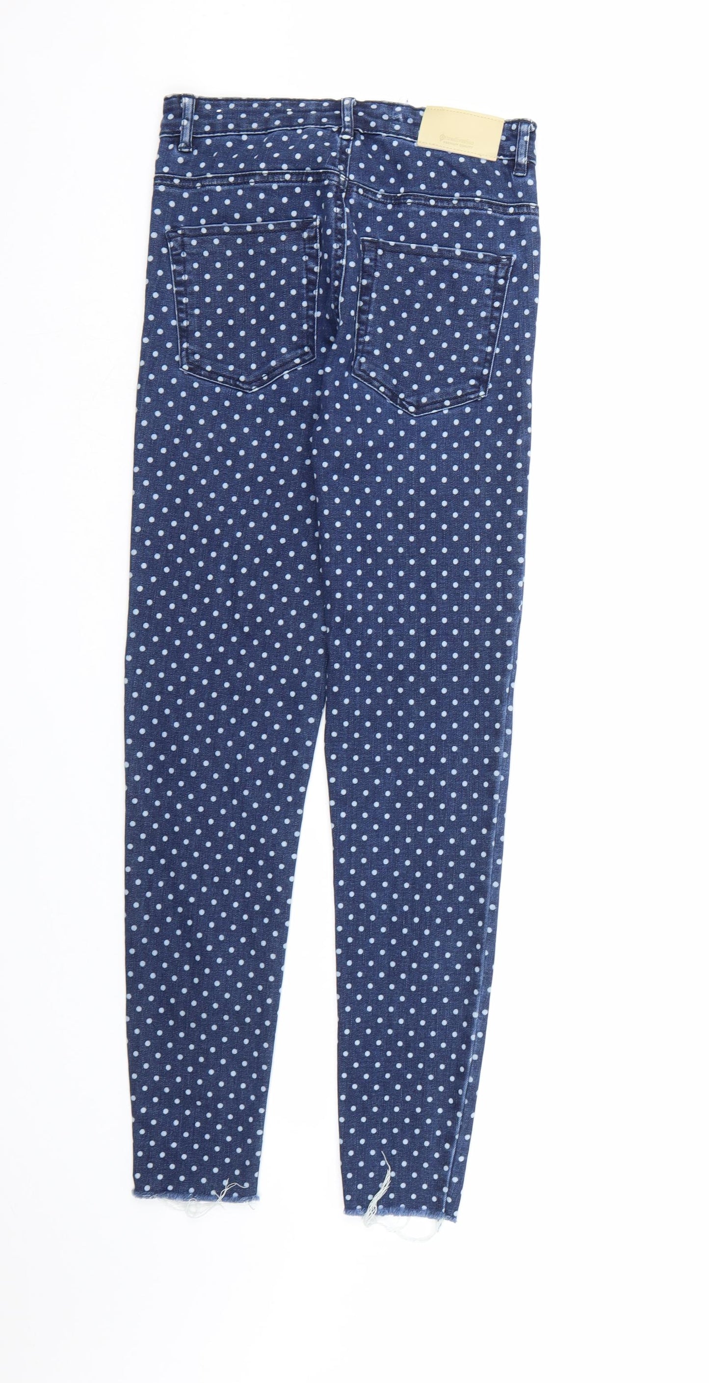 Stradivarius Womens Blue Polka Dot Denim Skinny Jeans Size 6 L26 in