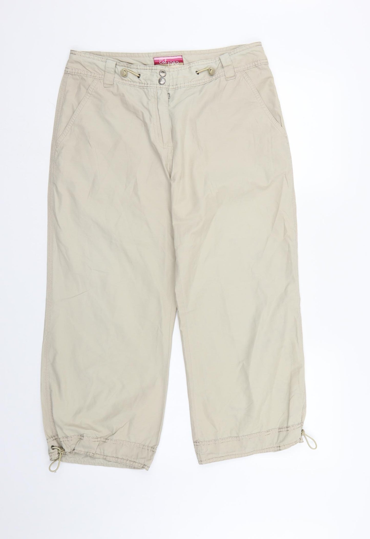 NEXT Womens Beige   Cropped Trousers Size 12 L22 in