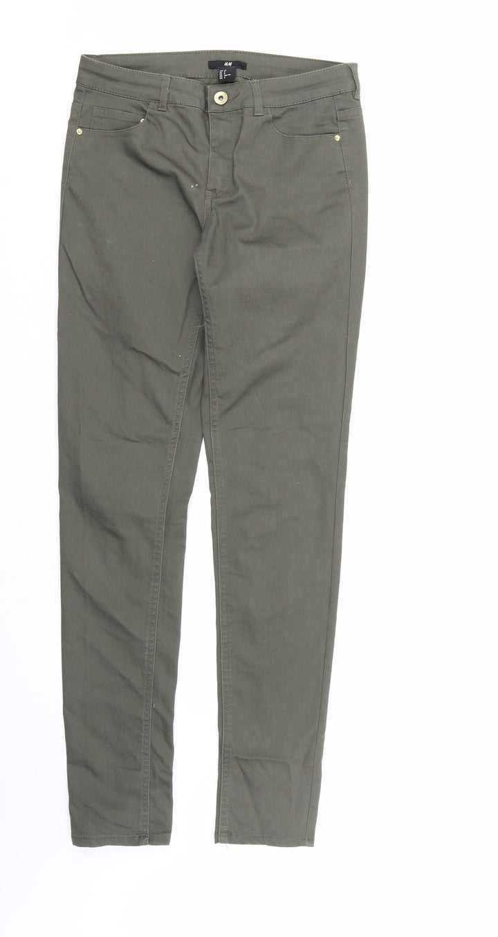 H&M Womens Green  Denim Skinny Jeans Size 10 L30 in