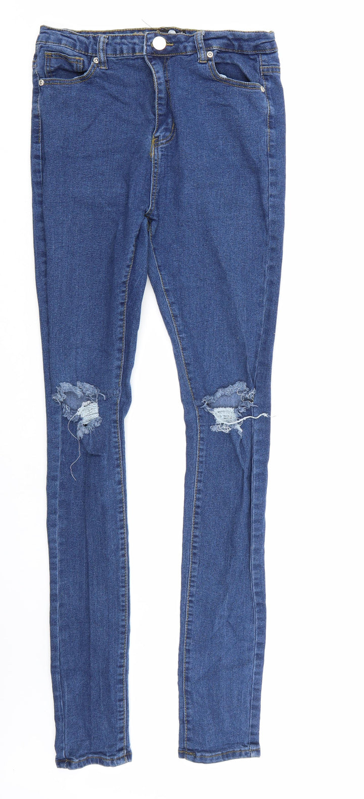 Boohoo Womens Blue Denim Skinny Jeans Size 12 L32 in