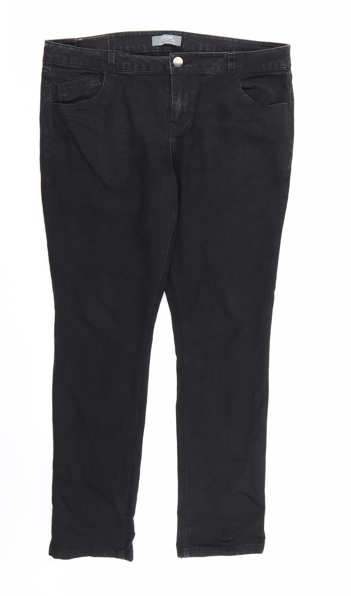 Dorothy Perkins Womens Black  Denim Straight Jeans Size 16 L30 in