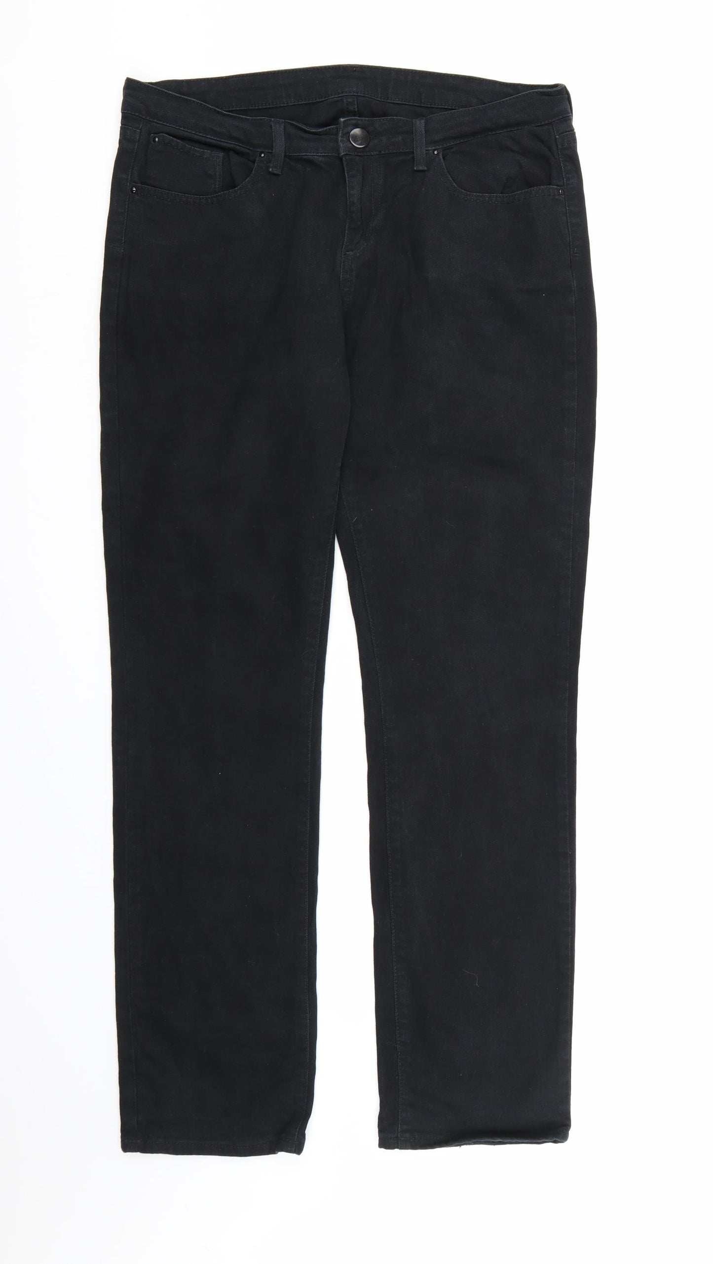 Marks and Spencer Womens Black  Denim Straight Jeans Size 16 L30 in