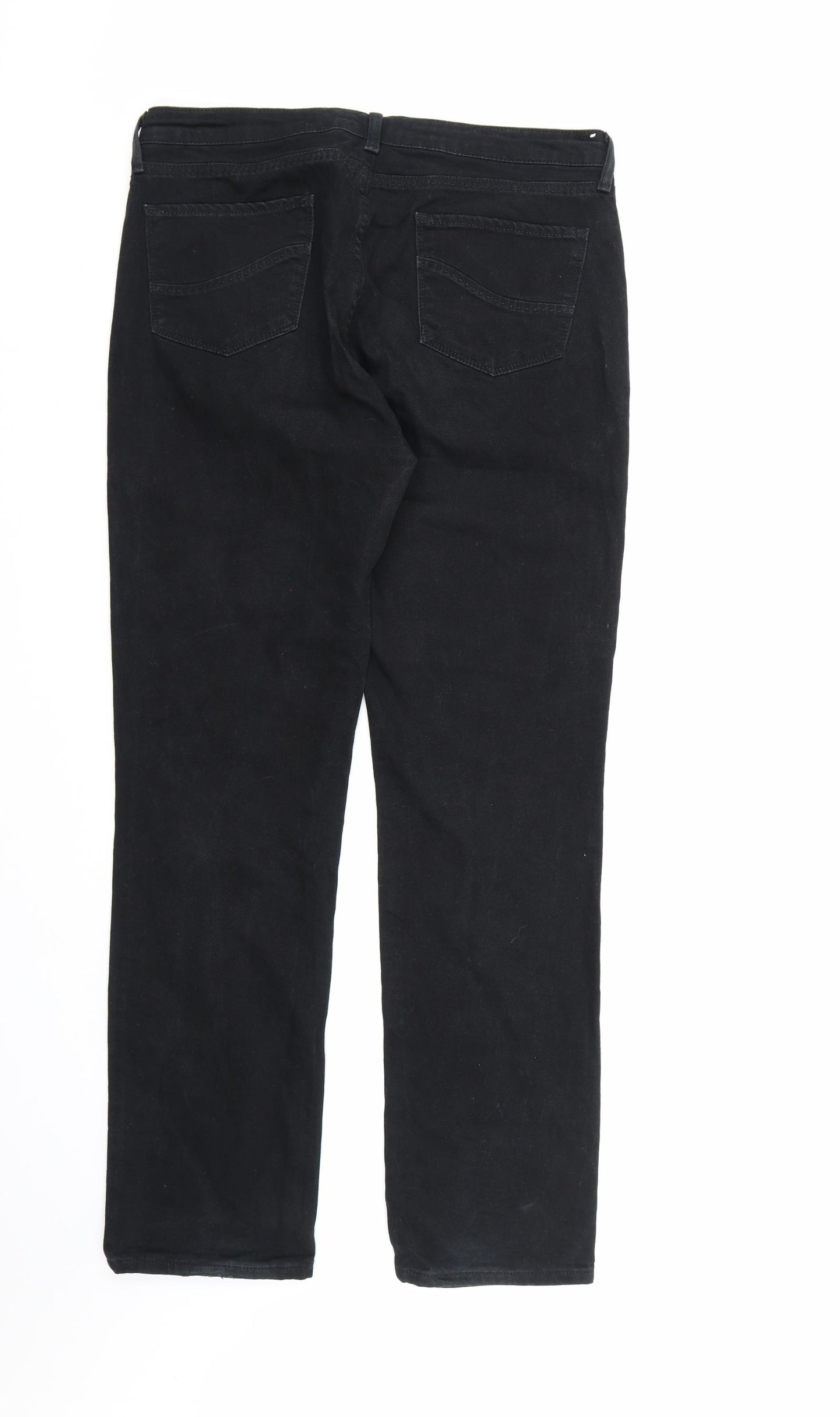Marks and Spencer Womens Black  Denim Straight Jeans Size 16 L30 in