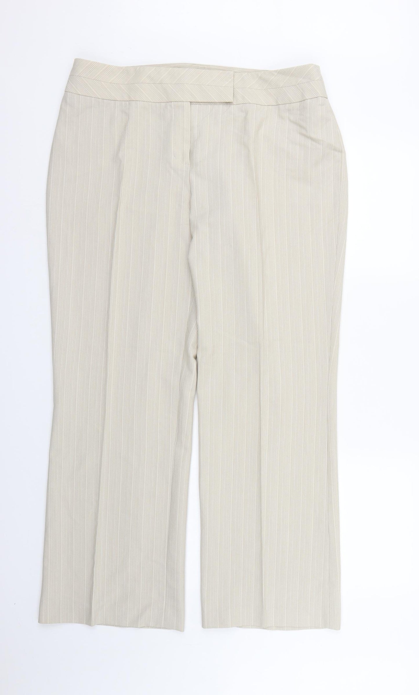 NEXT Womens Beige Striped Rayon Dress Pants Trousers Size 16 L29 in