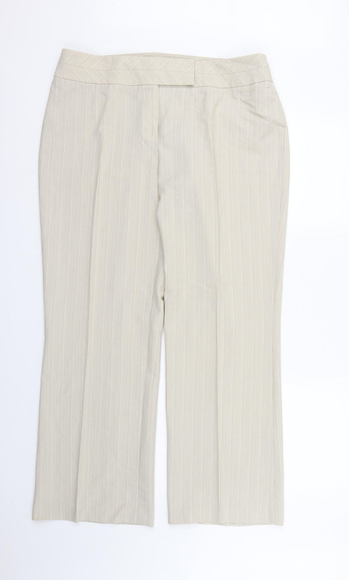 NEXT Womens Beige Striped Rayon Dress Pants Trousers Size 16 L29 in
