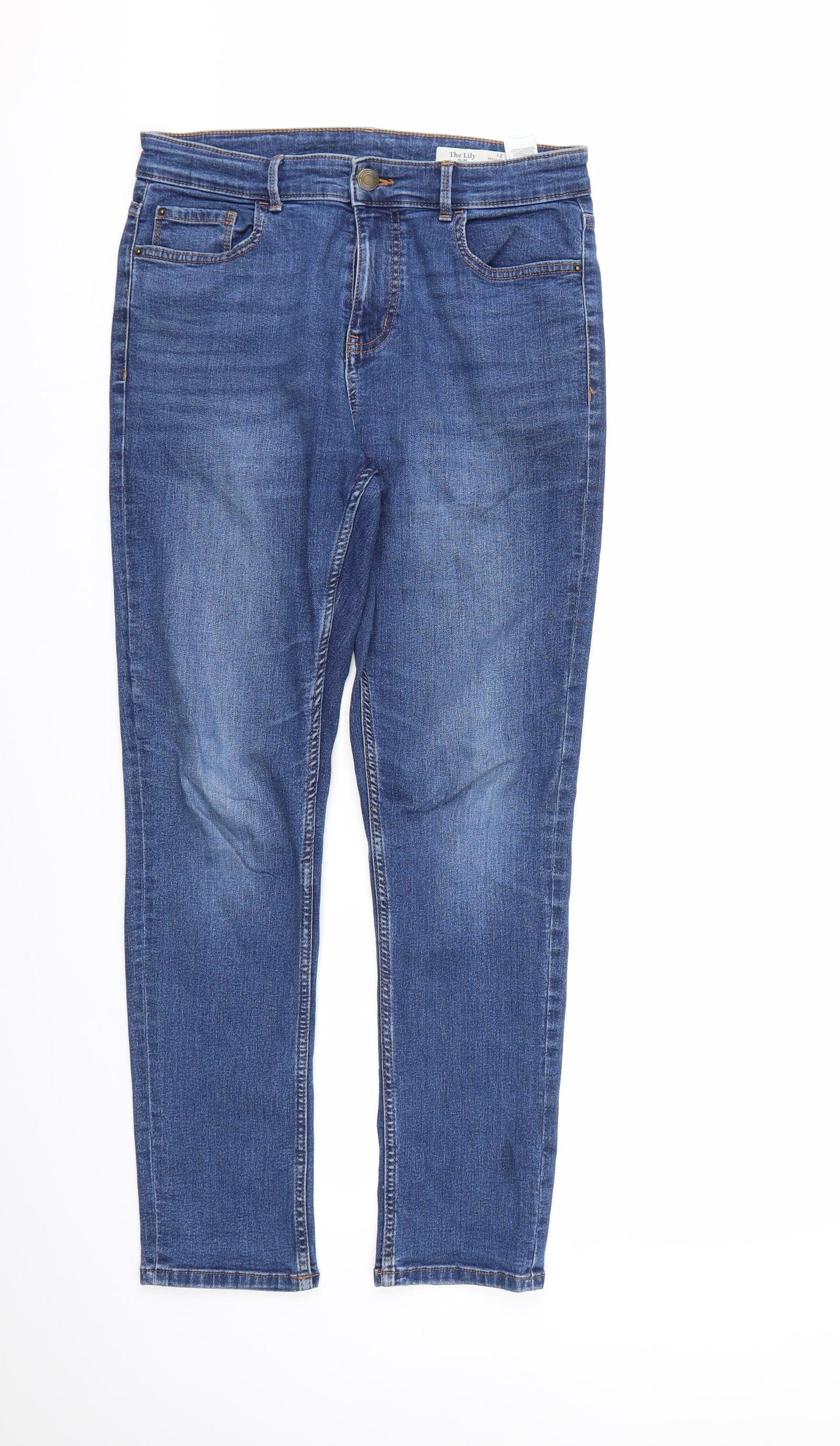 Marks and Spencer Womens Blue  Denim Straight Jeans Size 12 L27 in