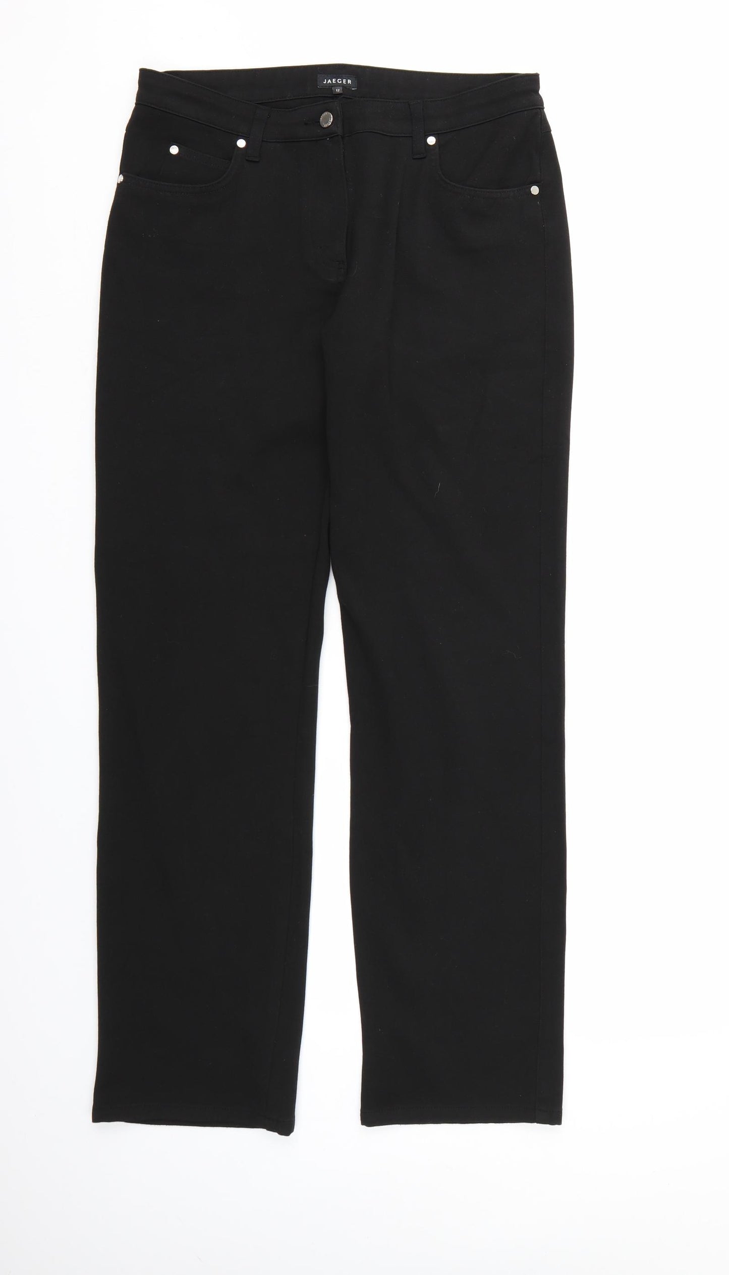 Jaeger Womens Black  Denim Straight Jeans Size 12 L32 in