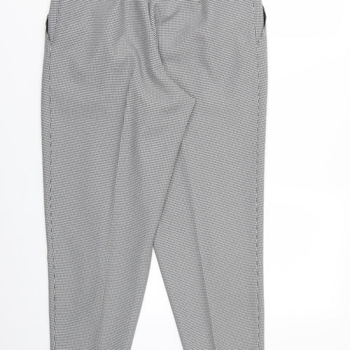 Marks and Spencer Womens White Houndstooth Rayon Trousers  Size 14 L26 in