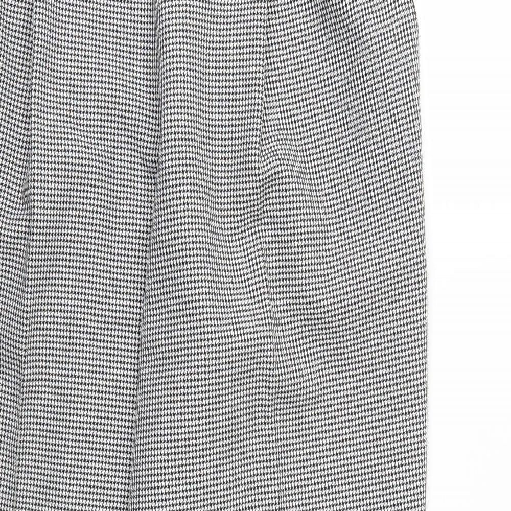 Marks and Spencer Womens White Houndstooth Rayon Trousers  Size 14 L26 in