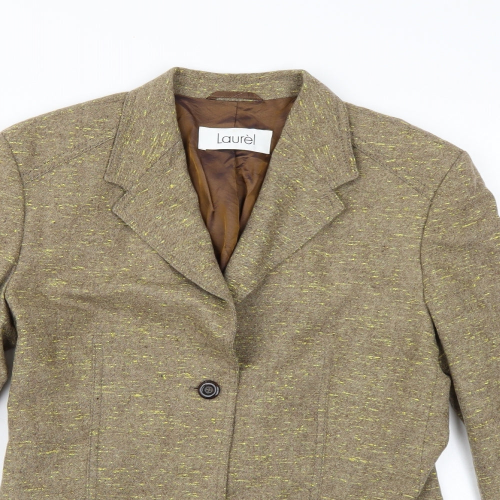 Laurel Womens Brown  Rayon Jacket Blazer Size 8