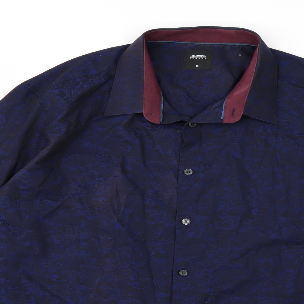 Burton London  Mens Blue Floral   Button-Up Size XL