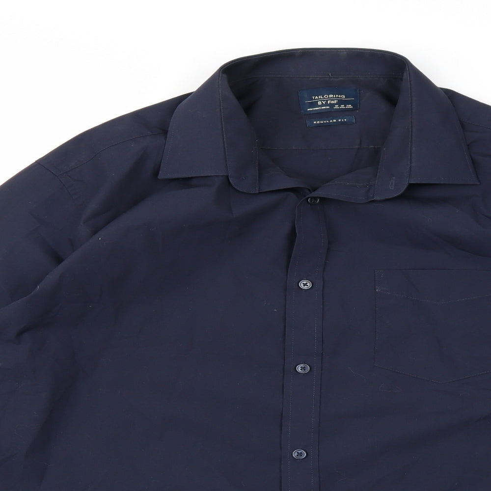 F&F Mens Blue    Dress Shirt Size 17.5