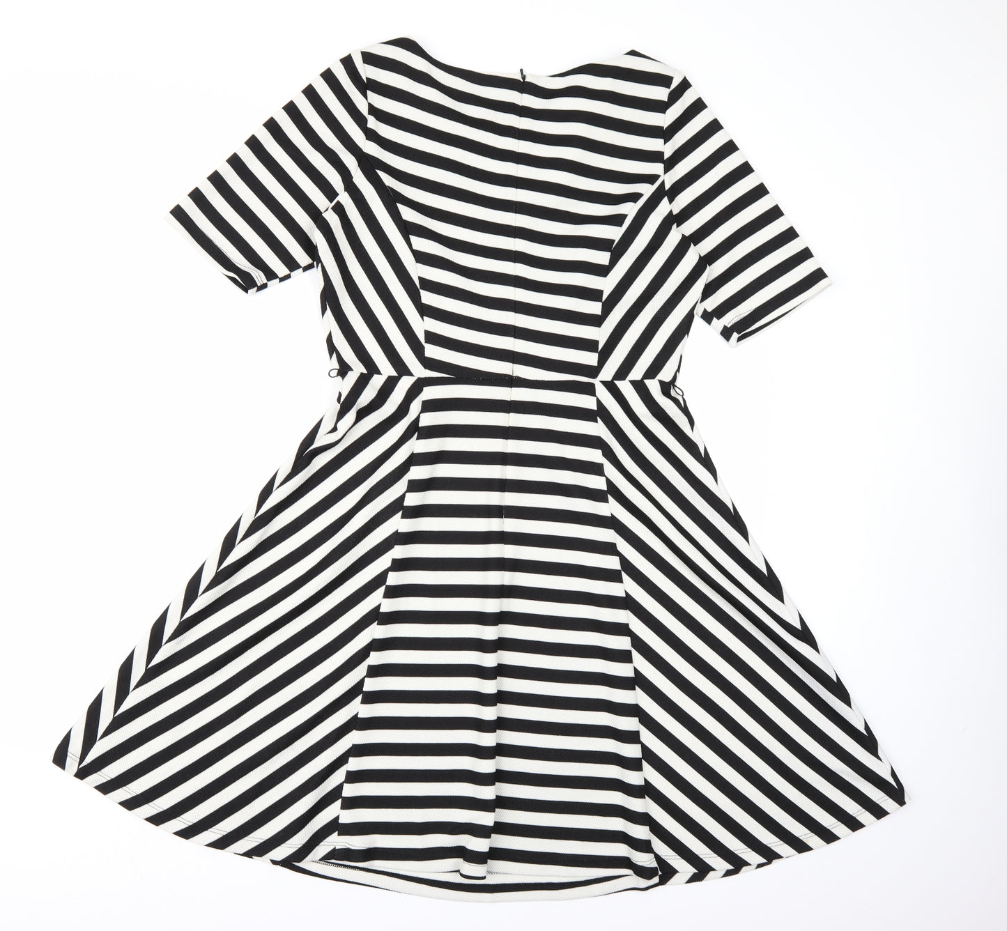 BHS Womens White Striped  Skater Dress  Size 14