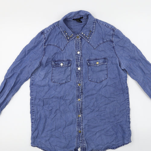 FOREVER 21  Womens Blue   Basic Button-Up Size M