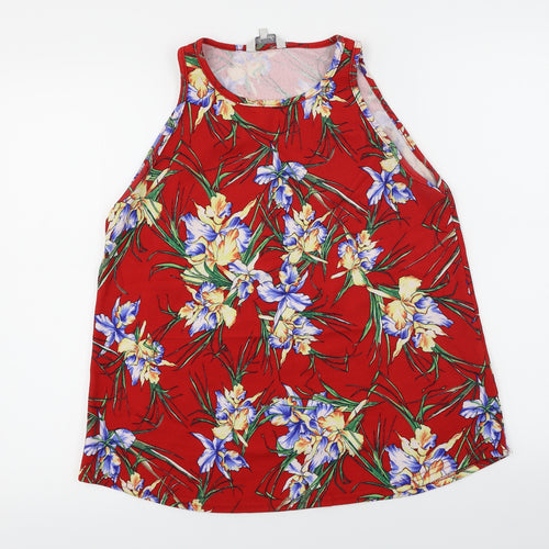 Peacocks  Womens Red Floral  Basic Blouse Size 14