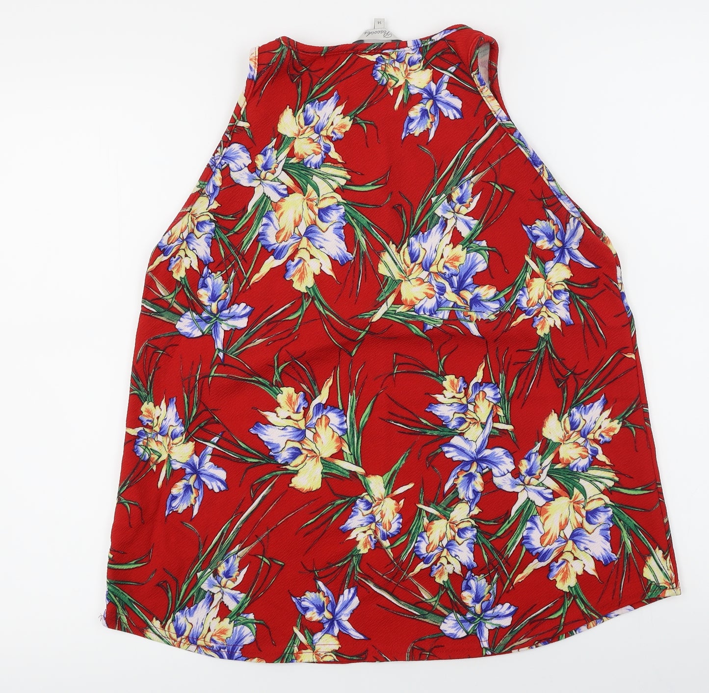 Peacocks  Womens Red Floral  Basic Blouse Size 14