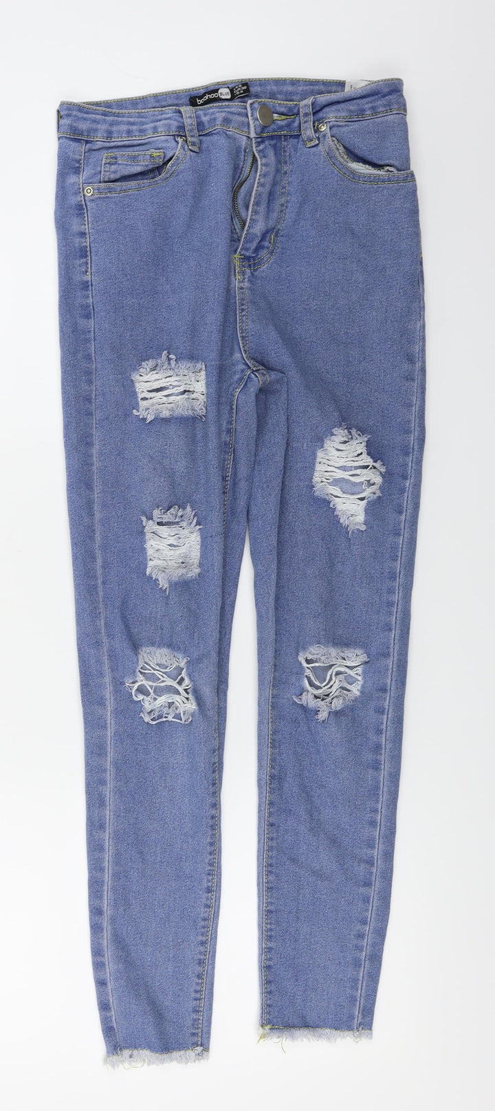 Boohoo Womens Blue Skinny Jeans Size 8 L24 in