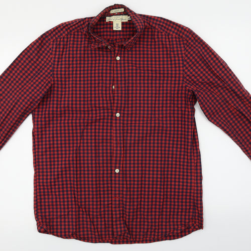 H&M  Mens Red Check   Button-Up Size M