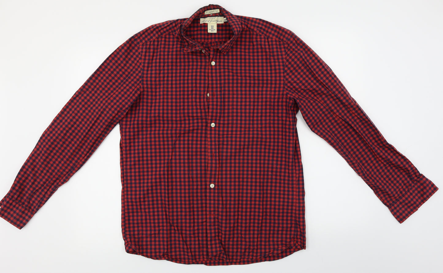 H&M  Mens Red Check   Button-Up Size M