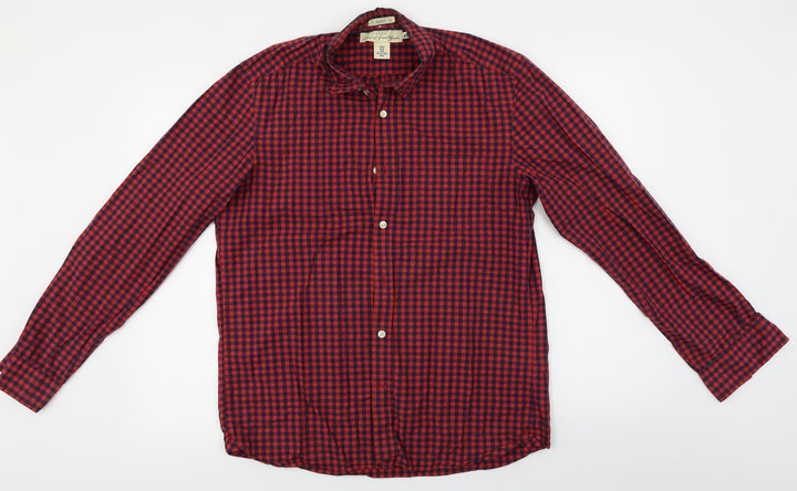 H&M  Mens Red Check   Button-Up Size M