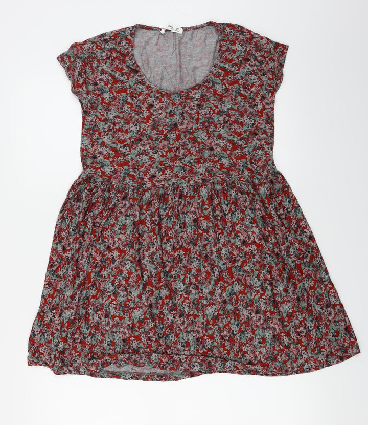 Mango  Womens Red Floral  Basic Blouse Size XS