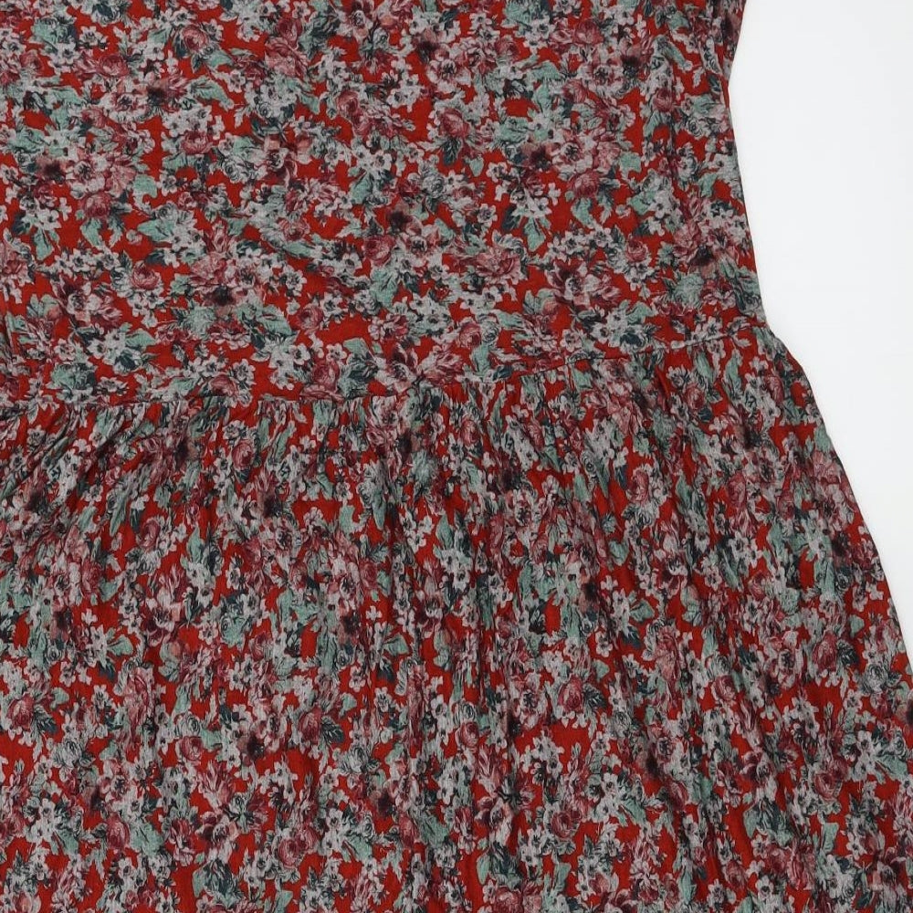 Mango  Womens Red Floral  Basic Blouse Size XS