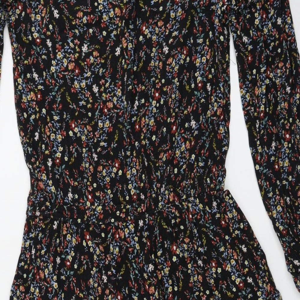 Mango  Womens Black Floral  Basic Blouse Size XS