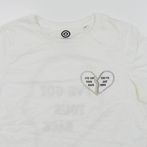 River Island Womens White Colourblock  Basic T-Shirt Size 12  - Love heart