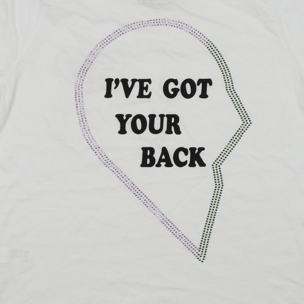 River Island Womens White Colourblock  Basic T-Shirt Size 12  - Love heart