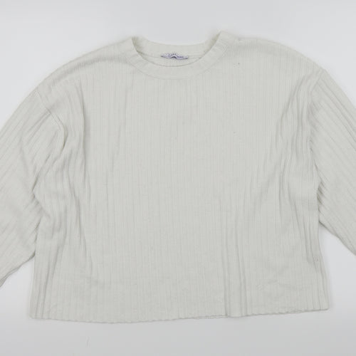 Zara Womens White   Pullover Jumper Size M