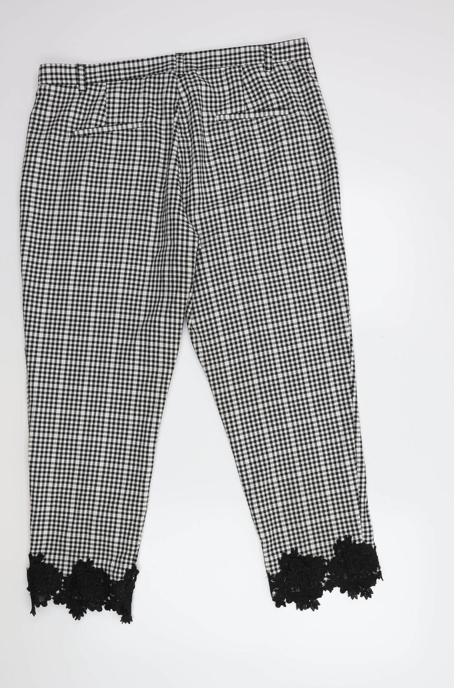 River Island Womens Black Check  Trousers  Size 16 L27 in