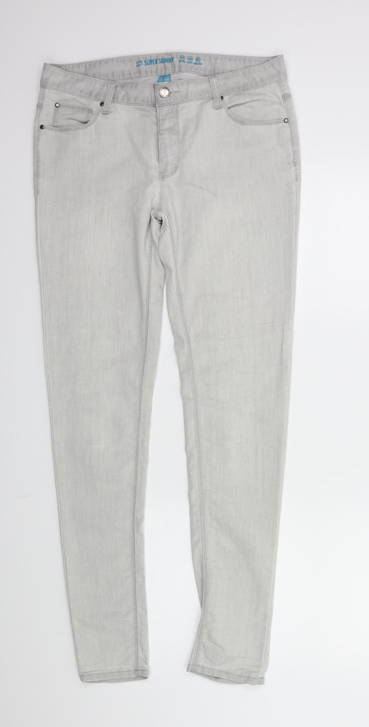 Denim & Co. Womens Grey Denim Skinny Jeans Size 12 L30 in