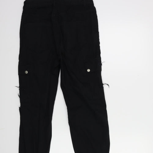 New Look Womens Black   Cargo Trousers Size 8 L28 in - distressed