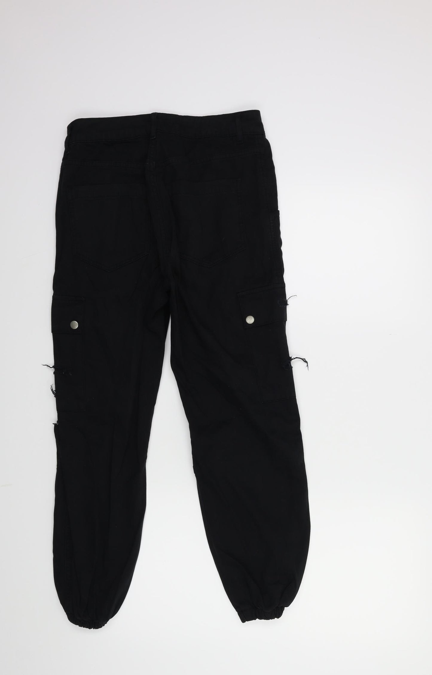 New Look Womens Black   Cargo Trousers Size 8 L28 in - distressed