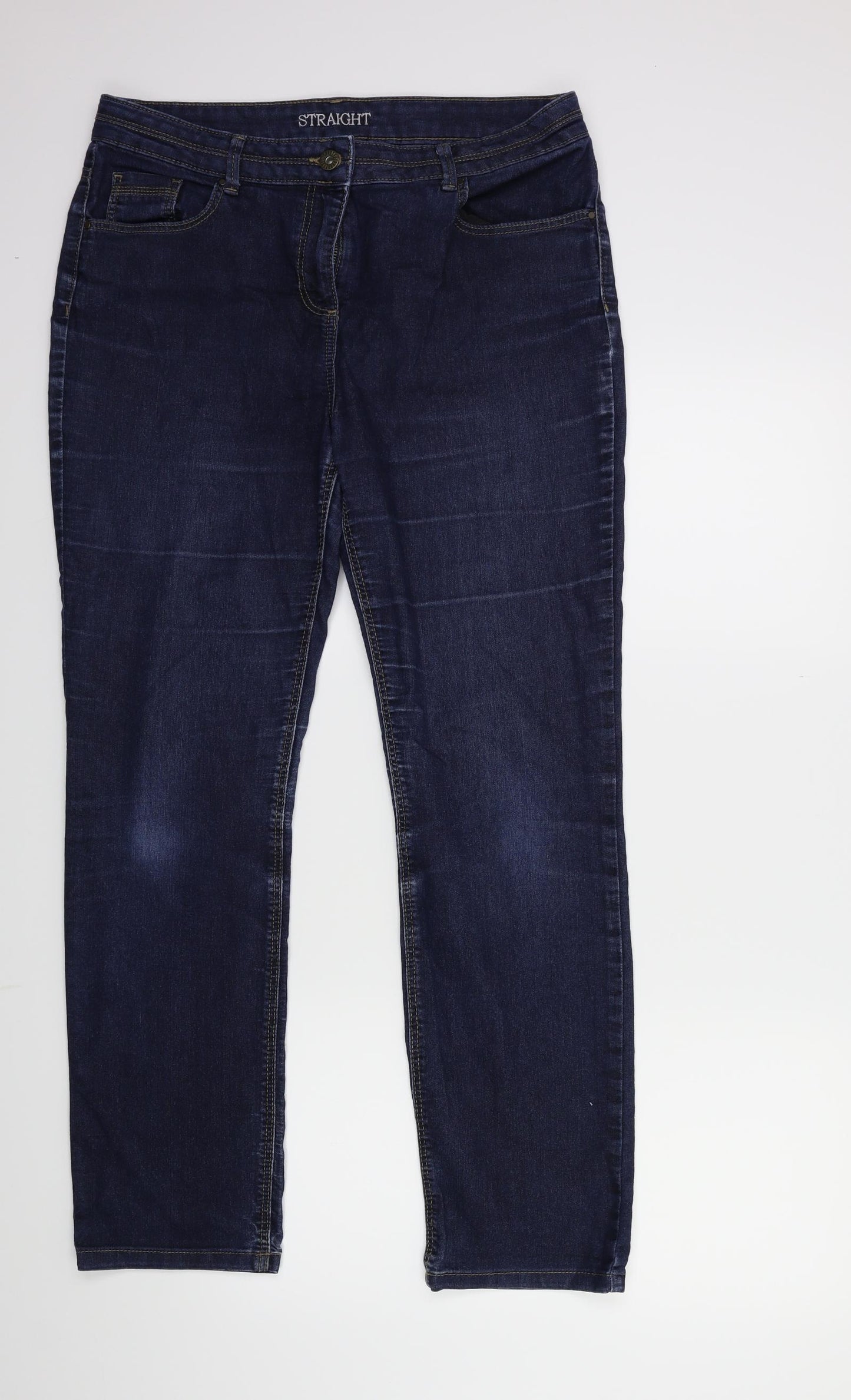 Wallis Womens Blue  Denim Straight Jeans Size 14 L29 in