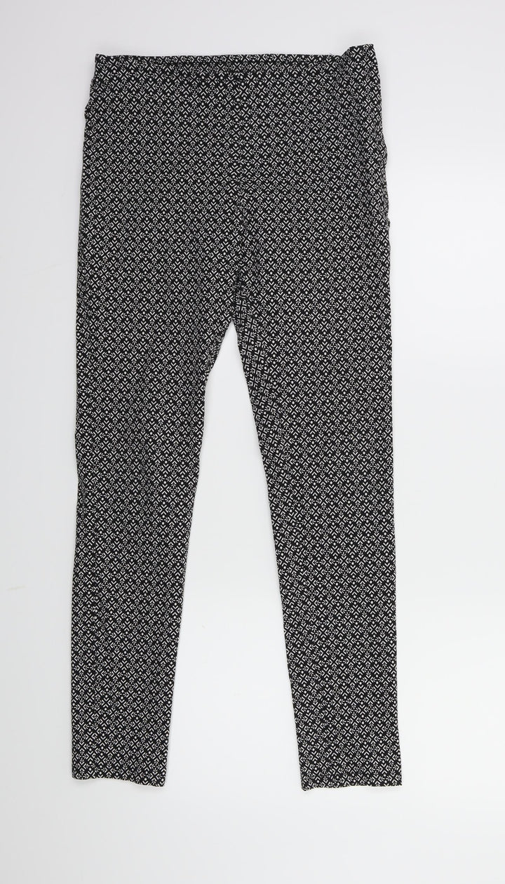Atmosphere Womens Black Geometric Trousers Size 12 L27 in