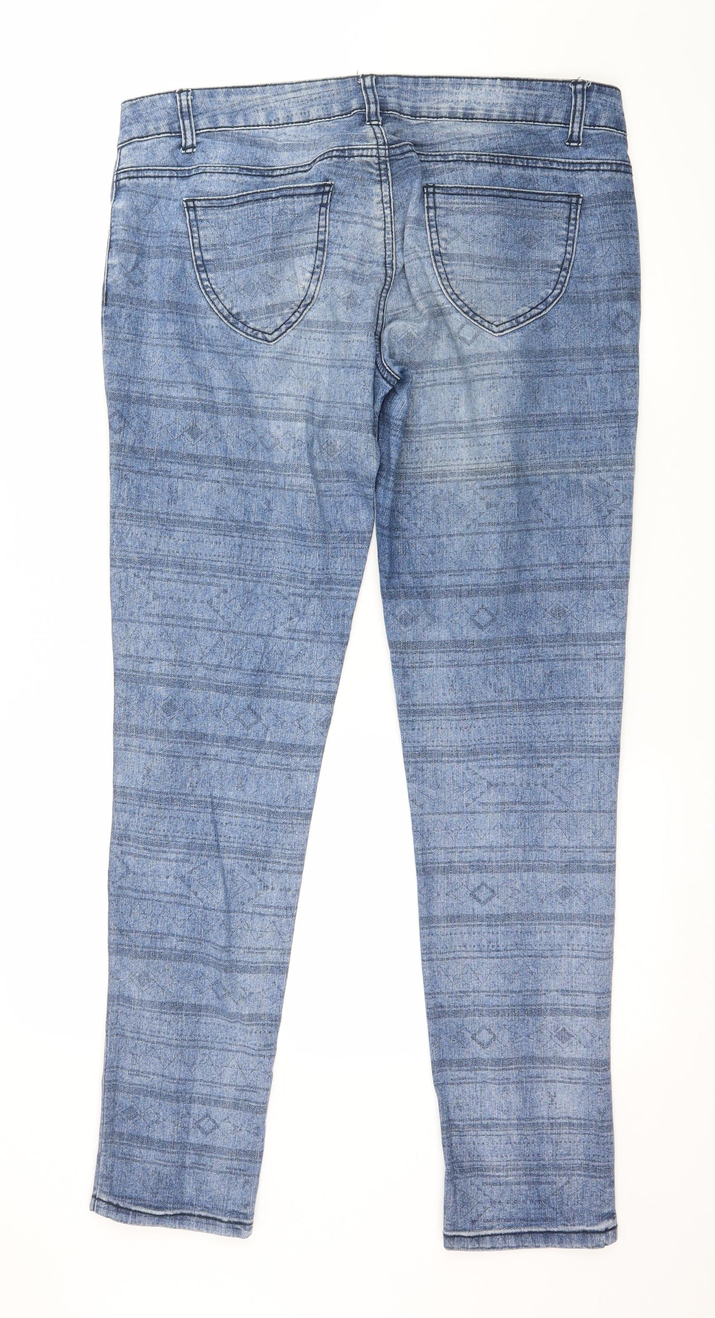 C&A Womens Blue Striped Denim Skinny Jeans Size 14 L31 in