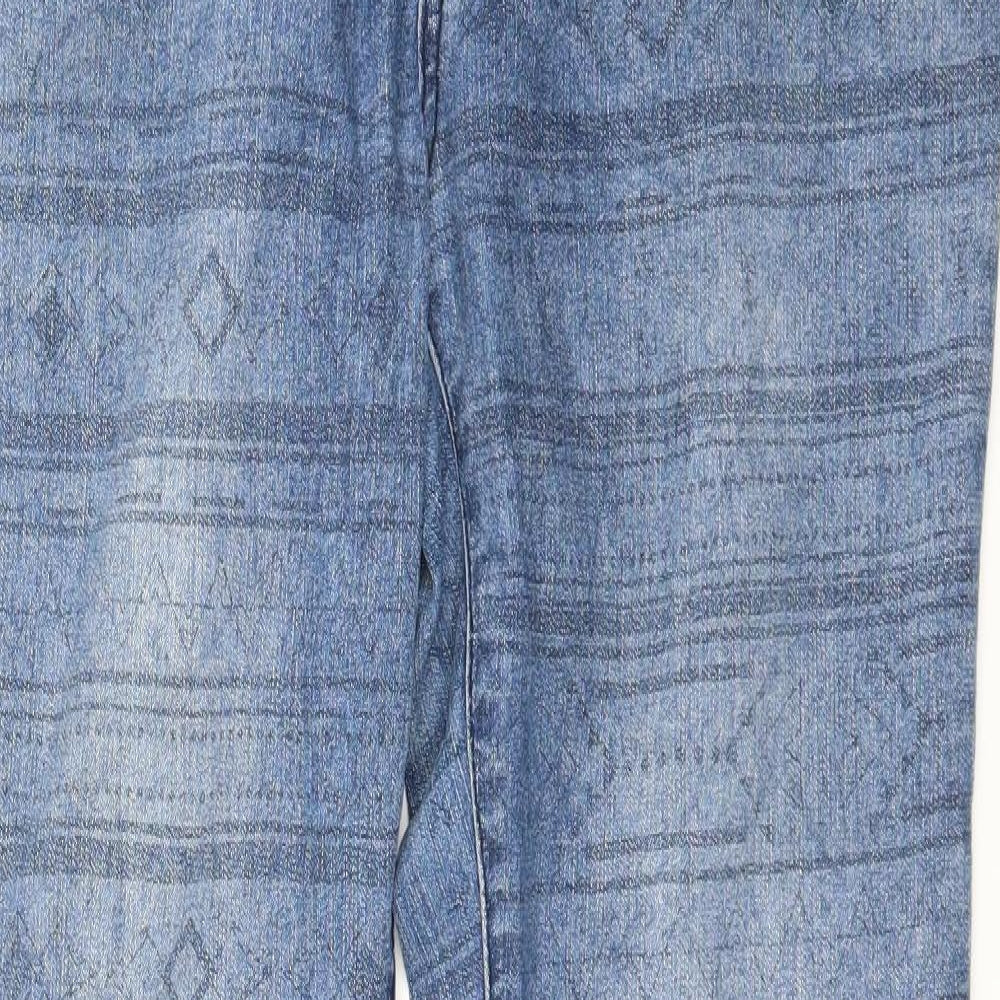 C&A Womens Blue Striped Denim Skinny Jeans Size 14 L31 in