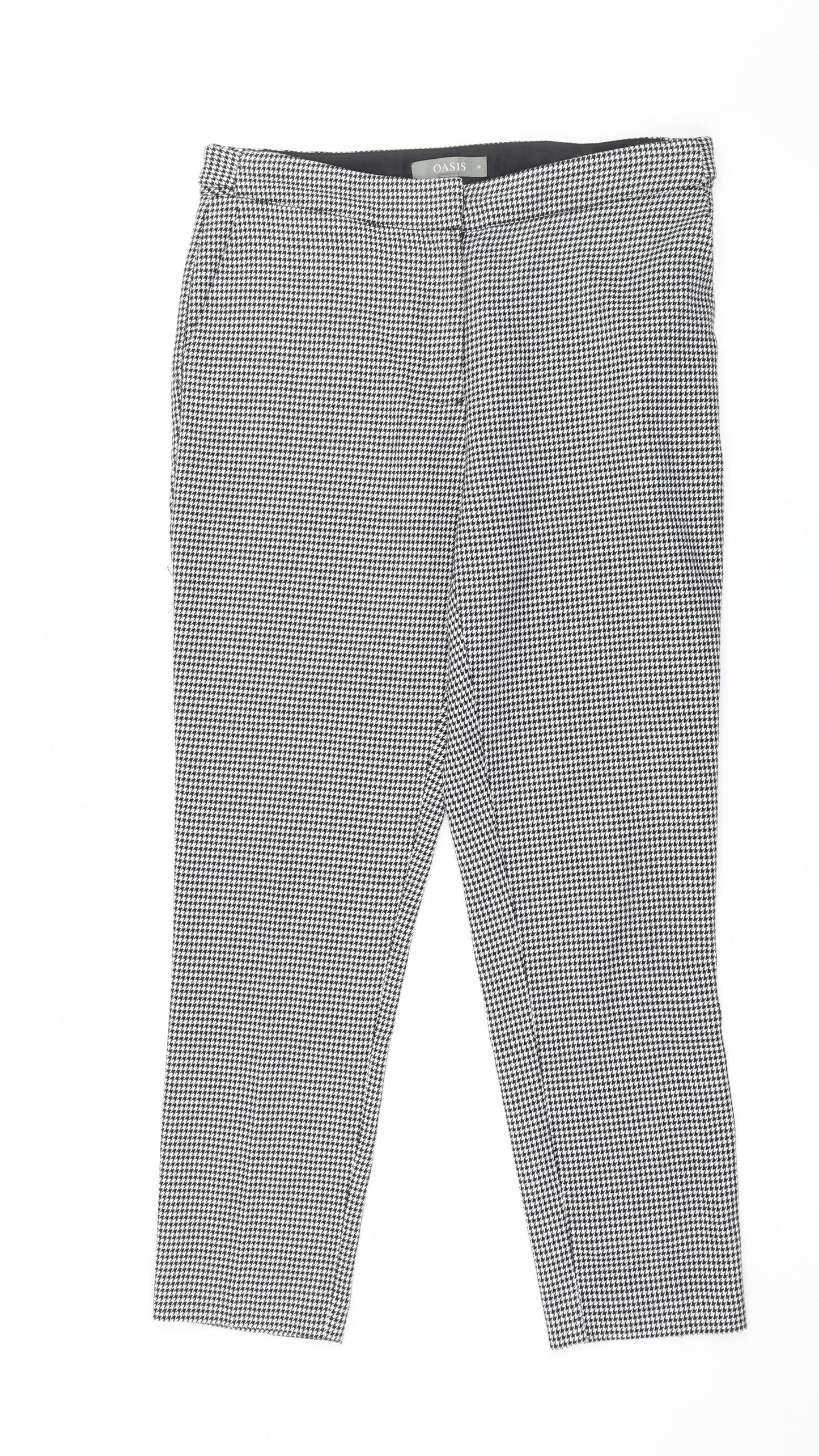 Oasis Womens Black Houndstooth  Trousers  Size 10 L26 in