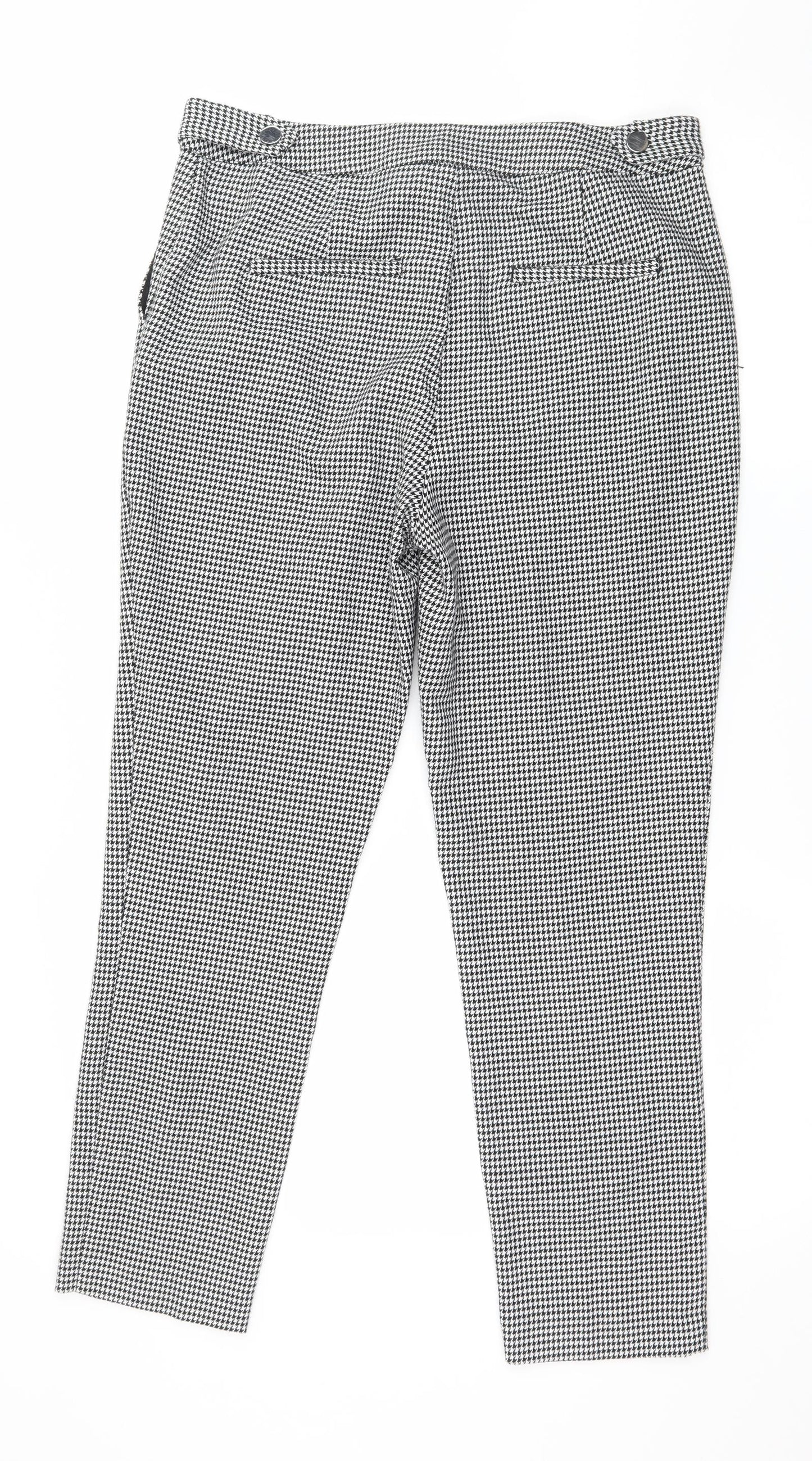 Oasis Womens Black Houndstooth  Trousers  Size 10 L26 in