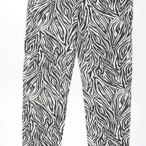 Mango Womens Black Animal Print Denim Skinny Jeans Size 12 L31 in