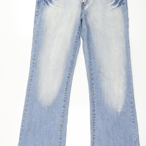 M&C Womens Black Floral Denim Straight Jeans Size 12 L31 in