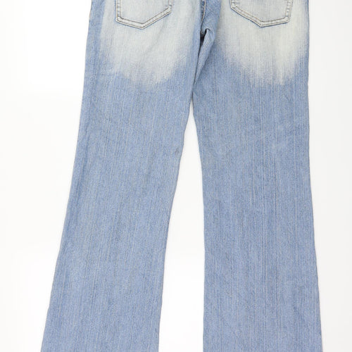 M&C Womens Black Floral Denim Straight Jeans Size 12 L31 in