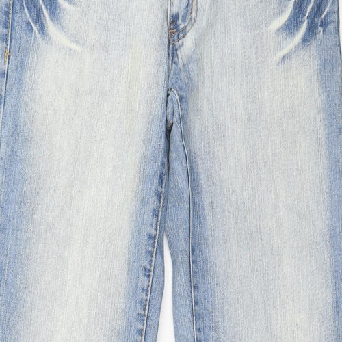 M&C Womens Black Floral Denim Straight Jeans Size 12 L31 in