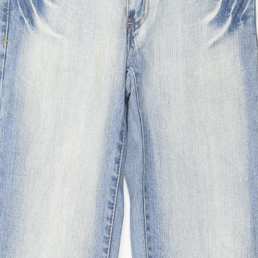 M&C Womens Black Floral Denim Straight Jeans Size 12 L31 in